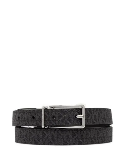 Michael Michael Kors Monogram-pattern Reversible Belt In Black