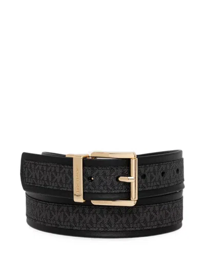 Michael Michael Kors Monogram-print Buckle Belt In Black