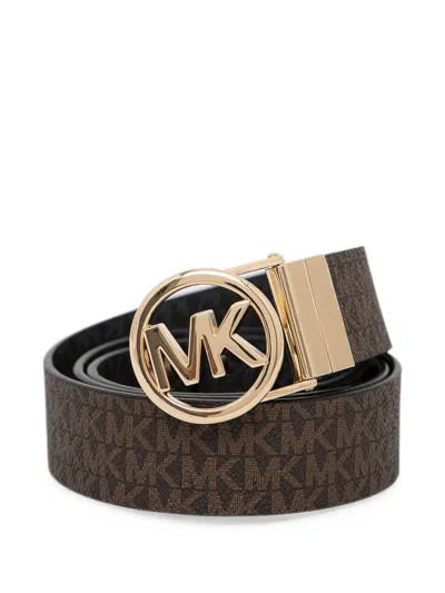 Michael Michael Kors Monogram-print Reversible Belt In Brown