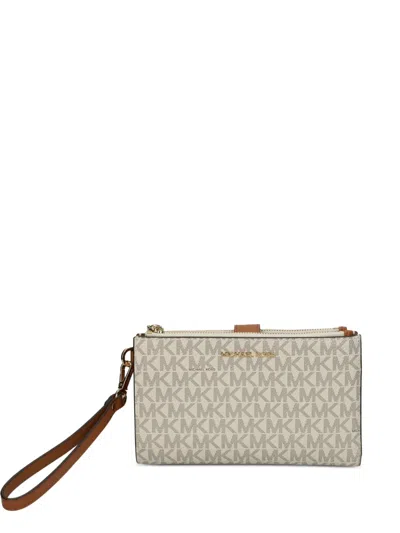 Michael Michael Kors Monogram-print Zip Wallet In Brown