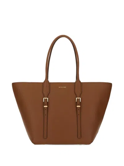 Michael Michael Kors Moore Buckle Leather Shoulder Bag In Brown