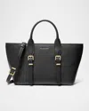 Michael Michael Kors Moore Small Buckle Leather Satchel Bag In Black