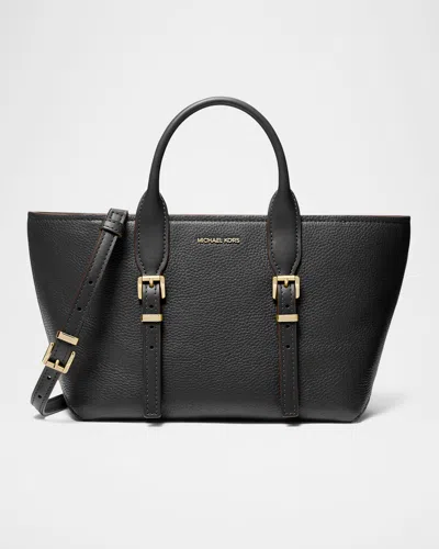 Michael Michael Kors Moore Small Buckle Leather Satchel Bag In Black