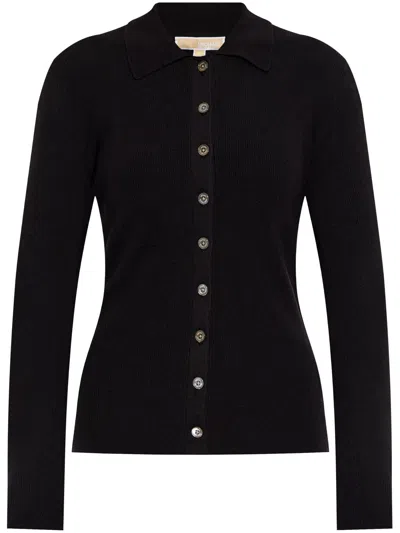 MICHAEL MICHAEL KORS FITTED RIBED LONG SLEEVES BUTTON UP,MR56135GW2 001 BLACK