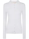 Michael Michael Kors Fitted Ribed Long Sleeves Button Up In White