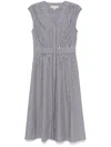 MICHAEL MICHAEL KORS GRAPHIC STRIPE MIDI DRESS,MS5830KHJ6 001 BLACK