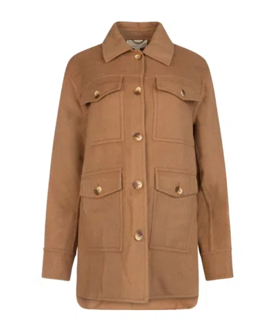 Michael Michael Kors Long-sleeve Wool Jacket In Brown
