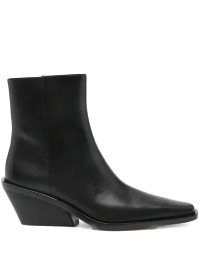 Michael Michael Kors 65mm Leather Cowboy Boots With Zip Closure In Black