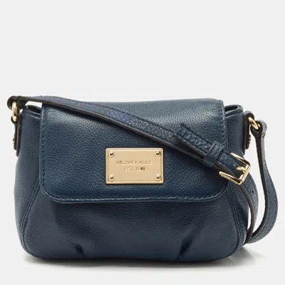 Pre-owned Michael Michael Kors Navy Blue Leather Flap Crossbody Bag