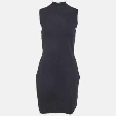 Pre-owned Michael Michael Kors Navy Blue Stretch Knit Mock Neck Mini Dress M