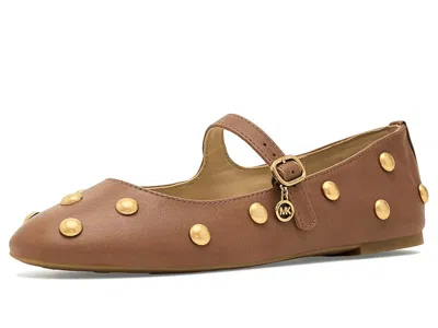 Michael Michael Kors Nellie Flex Stud-embellished Leather Ballet Flats In Animal Print
