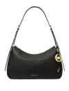 Michael Michael Kors Nolita Medium Black Shoulder Bag With Logo Charm And Adjustable Shoulder Strap In Leather Woman In Black