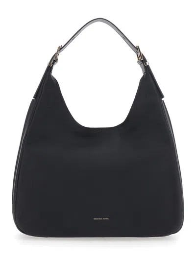 Michael Michael Kors Nolita Large Black Shoulder Bag With Logo Lettering On The Front In Leather Woman