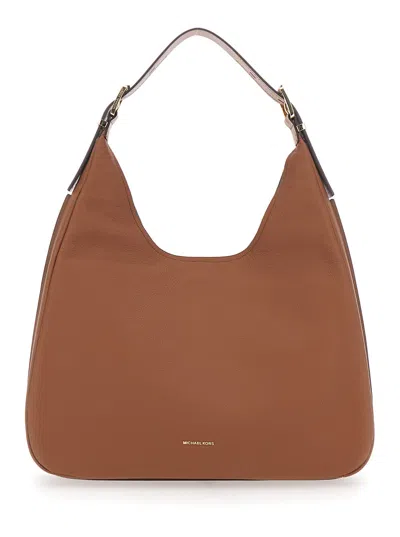 Michael Michael Kors Nolita Large Brown Shoulder Bag With Logo Lettering On The Front In Leather Woman
