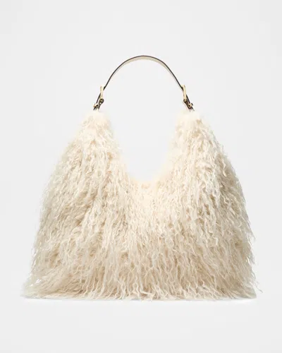 Michael Michael Kors Nolita Large Faux Fur Hobo Bag In Brown