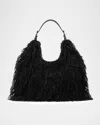 Michael Michael Kors Nolita Large Faux Shearling Hobo Bag In Black