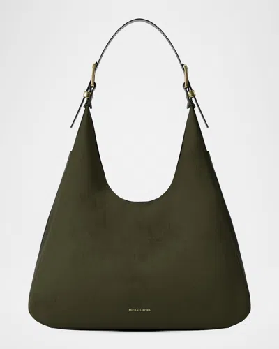 Michael Michael Kors Nolita Large Leather Hobo Bag In Green