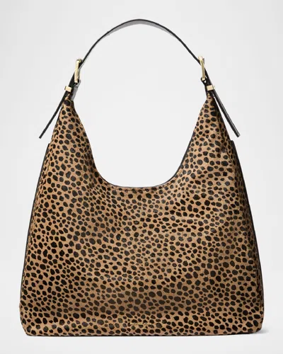 Michael Michael Kors Nolita Large Leopard Calf Hair Shoulder Bag In Husk Multi