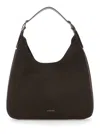 Michael Michael Kors Curved Brown Cowhide Leather Hobo Shoulder Bag In Black