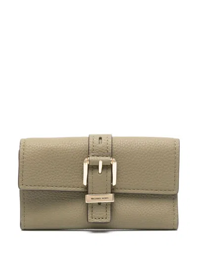 Michael Michael Kors Nolita Medium Flap Trifold Wallet In Safari Green