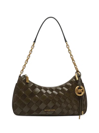Michael Michael Kors Nolita Medium Hand-woven Leather Chain Pochette In Purple