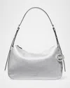 Michael Michael Kors Nolita Medium Metallic Leather Shoulder Bag In Silver