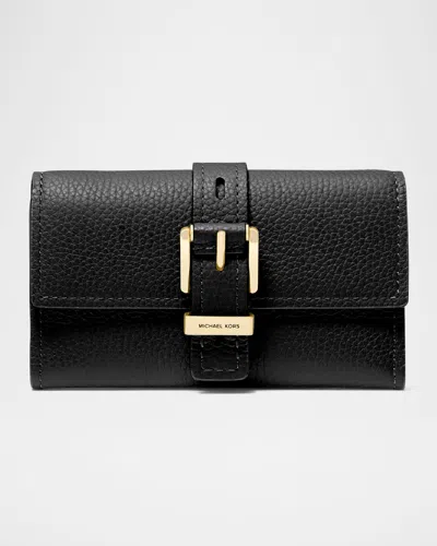 Michael Michael Kors Nolita Medium Trifold Leather Wallet In Black