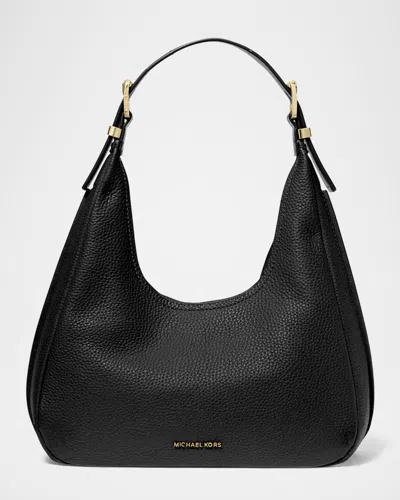 Michael Michael Kors Nolita Small Leather Hobo Shoulder Bag In Black