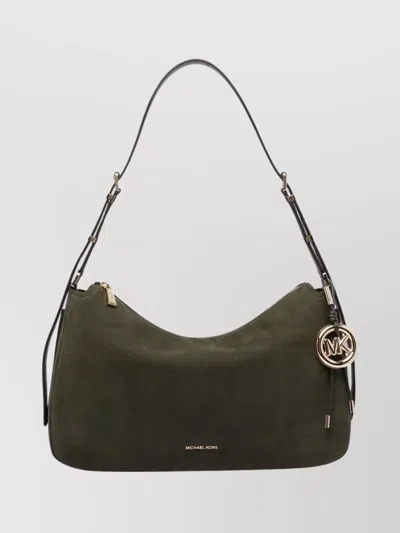 Michael Michael Kors Nolita Suede Shoulder Bag With Gold Hardware In Green