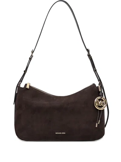 Michael Michael Kors Nolita Suede Zip-top Shoulder Bag In Brown