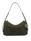 Michael Michael Kors Nolita Suede Shoulder Bag With Gold Hardware In Green