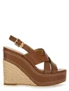 Michael Michael Kors Nora Leather Wedge Sandal In Brown