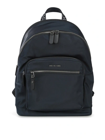 Michael Michael Kors Nylon Backpack With External Pocket And Logo In Blue