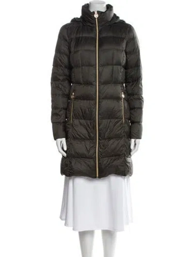Pre-owned Michael Michael Kors Nylon Down Coat In Green