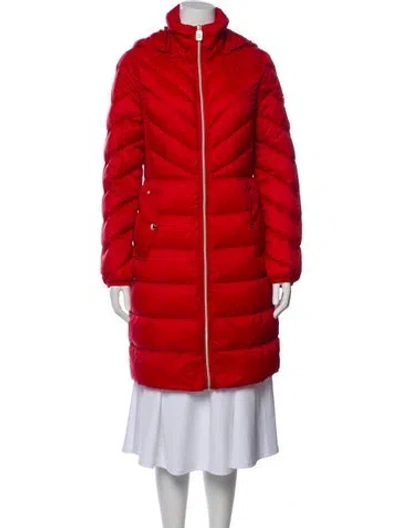 Pre-owned Michael Michael Kors Nylon Down Coat In Red