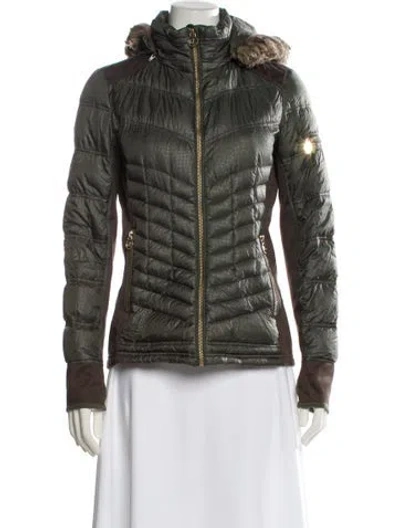 Pre-owned Michael Michael Kors Nylon Down Jacket In Green