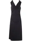 Michael Michael Kors Off Shoulder Twist Midi Dress In Black