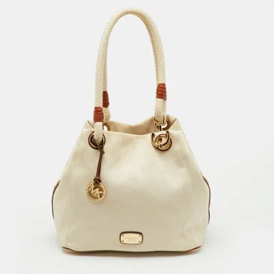 Pre-owned Michael Michael Kors Off White Canvas Marina Anchor Rope Tote