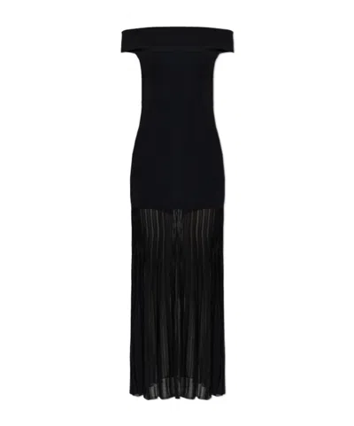 Michael Michael Kors Off-shoulder Pleated Dress In Black