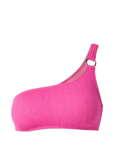 Michael Michael Kors One-shoulder Ring Bikini Top In Red