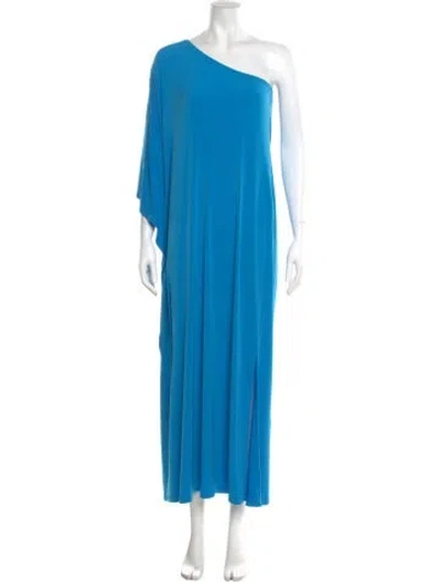 Pre-owned Michael Michael Kors One-shoulder Long Dress In Blue
