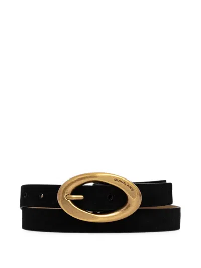 Michael Michael Kors Oval-buckle Suede Belt In Black