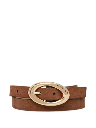 Michael Michael Kors Oval-buckle Suede Belt In Brown