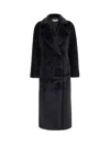 Michael Michael Kors Black Double-breasted Coat In Faux-fur Woman In Blu