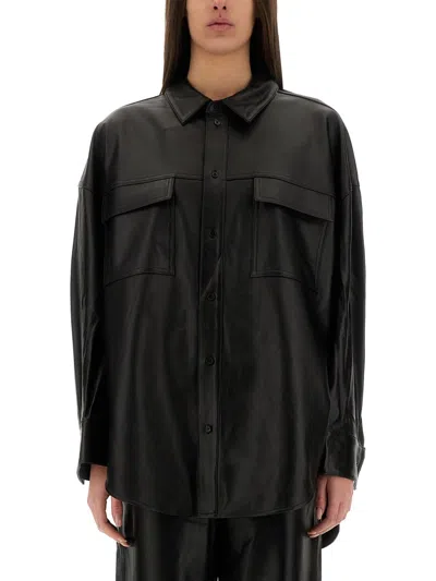 Michael Michael Kors Oversized Leather Jacket In Black
