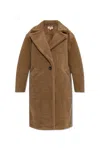 Michael Michael Kors Faux-shearling Single-breasted Coat In Brown