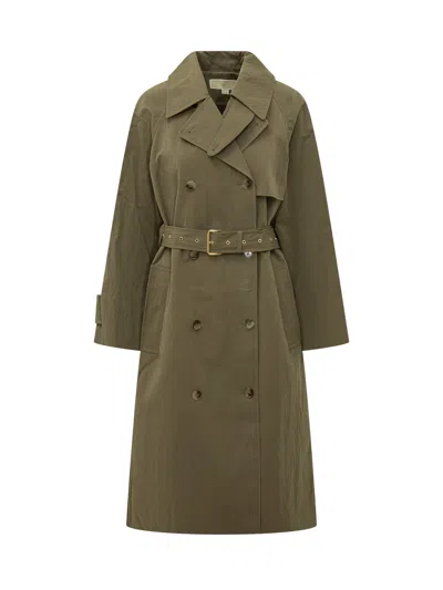 Michael Michael Kors Oversized Trench Coat In Cotton-nylon Blend In Green