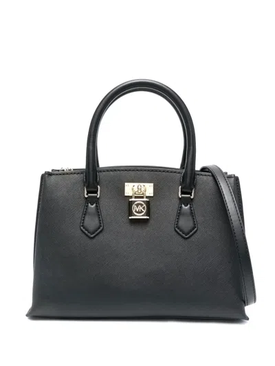Michael Michael Kors Padlock-detail Leather Tote Bag In Schwarz