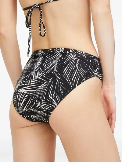 Michael Michael Kors Palm-print Bikini Bottoms In Black