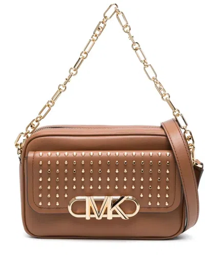 Michael Michael Kors Parker Leather Crossbody Bag In 褐色